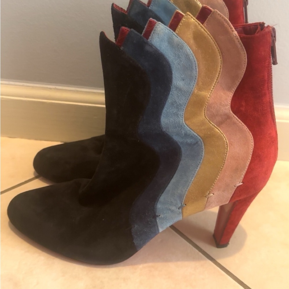Multicolor Suede Ankle Boots